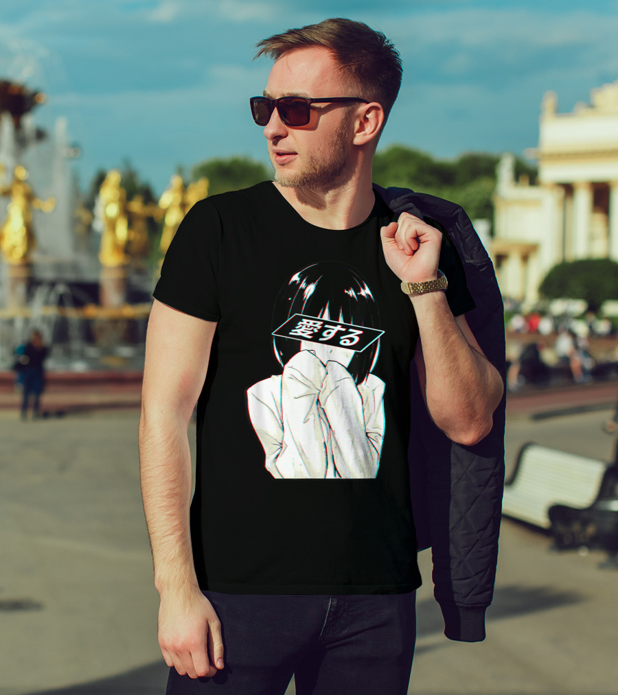 Sad Anime Girl Ai Suru Trashy Waifu Clothing Anime T-Shirt