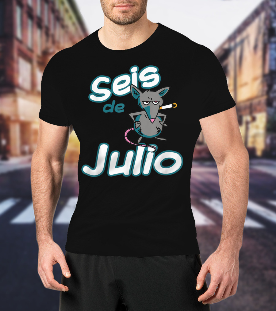 Seis De Julio Smoking Rat Character T-Shirt
