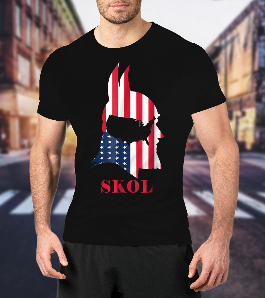 Skol Vikings Helmet USA Flag Minnesota T-Shirt