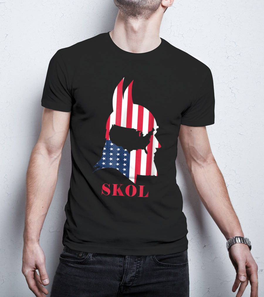 Skol Vikings Helmet USA Flag Minnesota T-Shirt