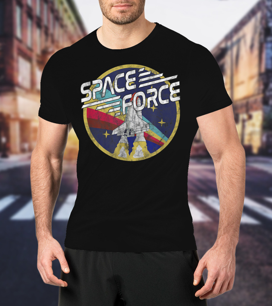 Space Force Retro Shuttle Badge T-Shirt