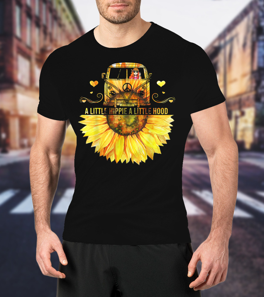 A Little Hippie A Little Hood Sunflower Bus Retro Vibes T-Shirt