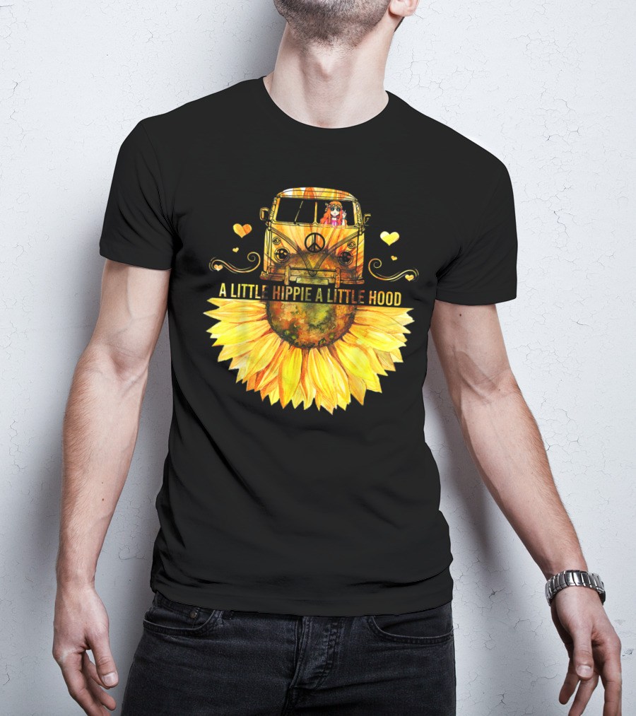 A Little Hippie A Little Hood Sunflower Bus Retro Vibes T-Shirt