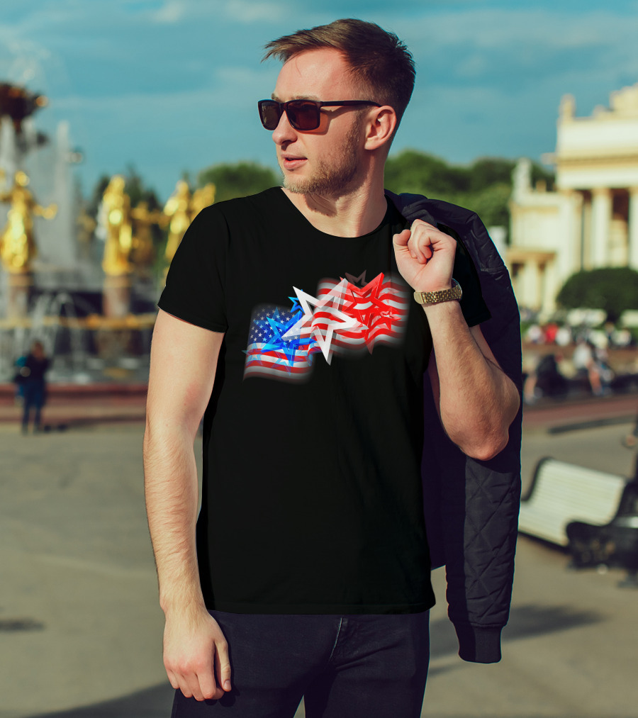 US Flag Patriotic American Stars And Stripes Iconic T-Shirt