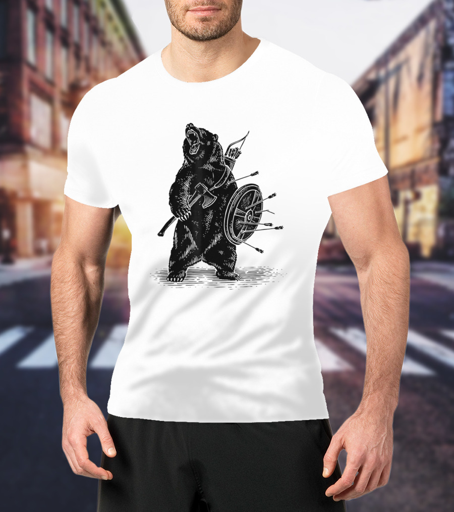 Viking Bear Warrior Polar Bear With Axe And Shield T-Shirt