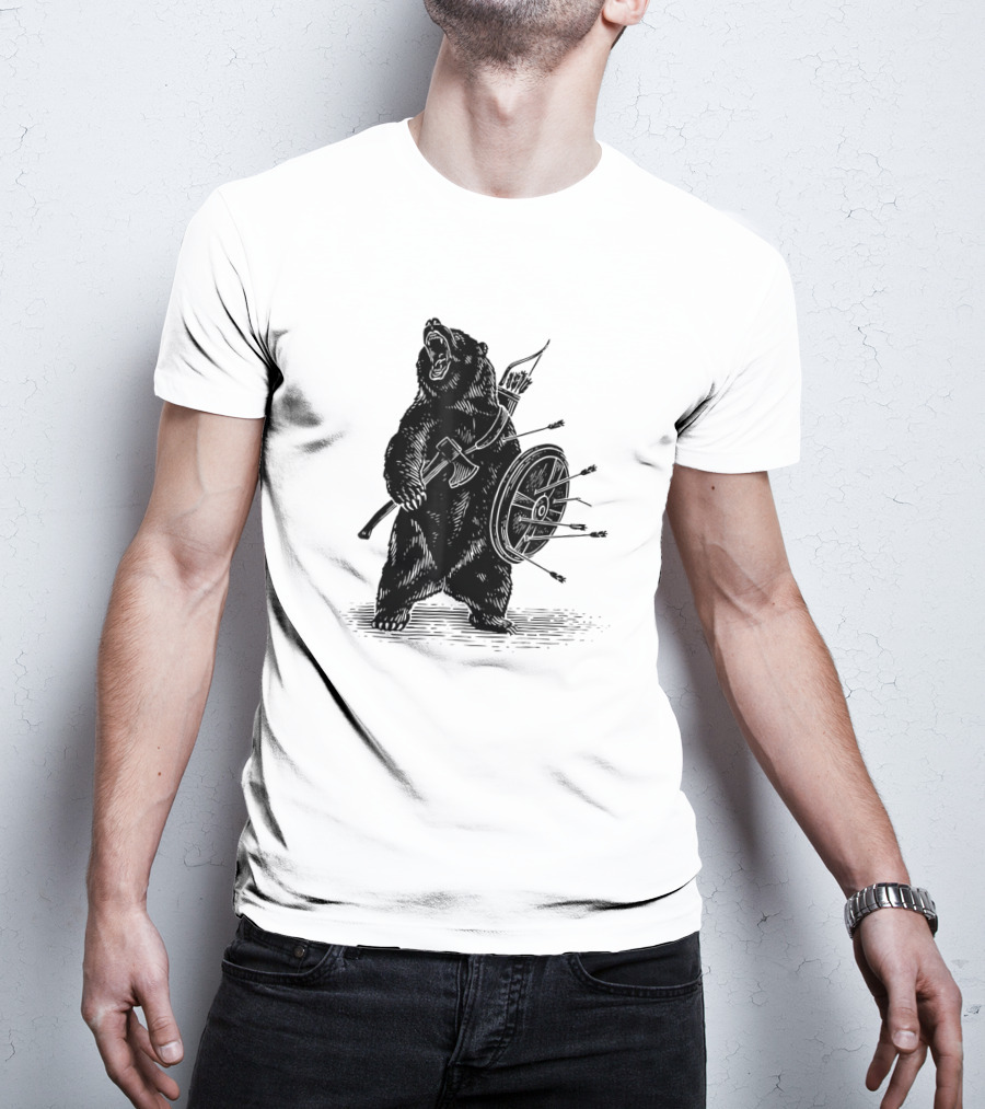 Viking Bear Warrior Polar Bear With Axe And Shield T-Shirt