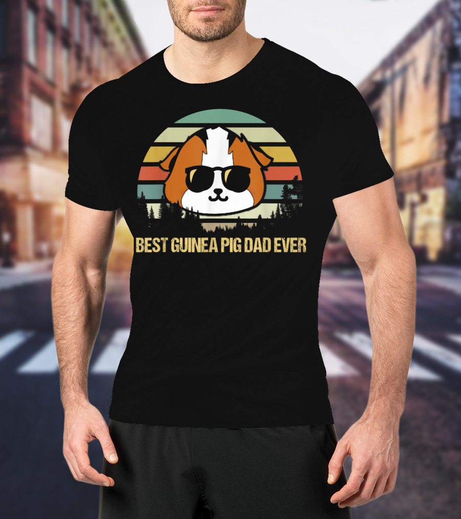 Best Guinea Pig Dad Ever Vintage Sunglasses Forest T-Shirt
