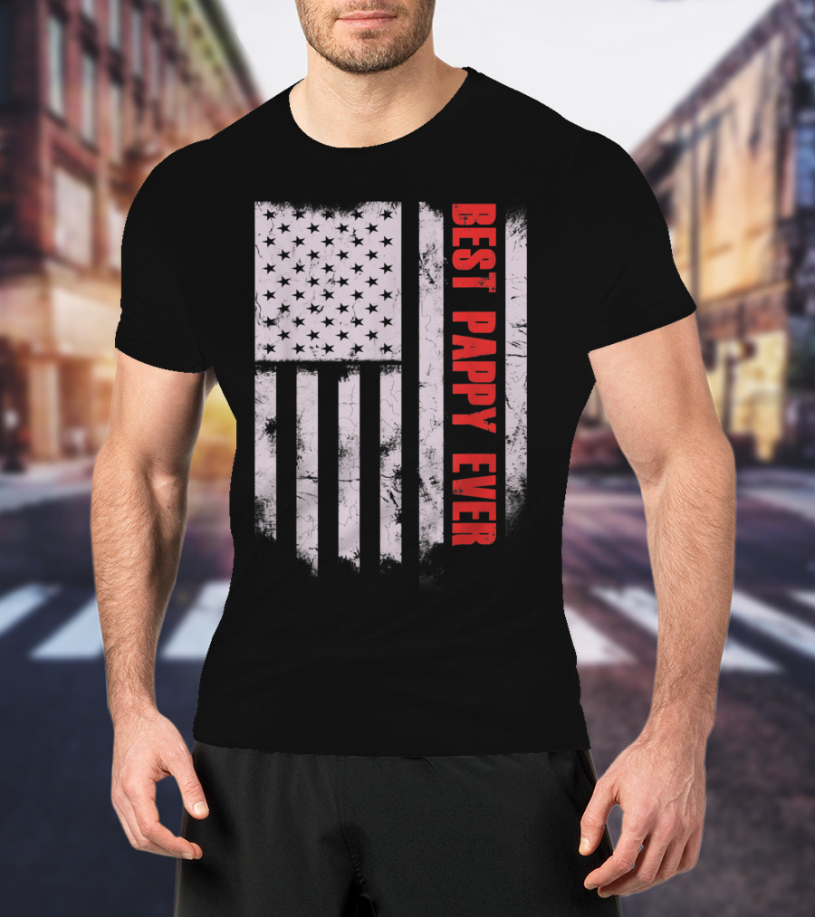 Best Pappy Ever Vintage American Flag T-Shirt