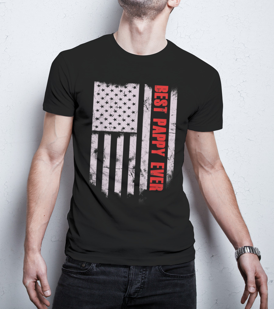 Best Pappy Ever Vintage American Flag T-Shirt