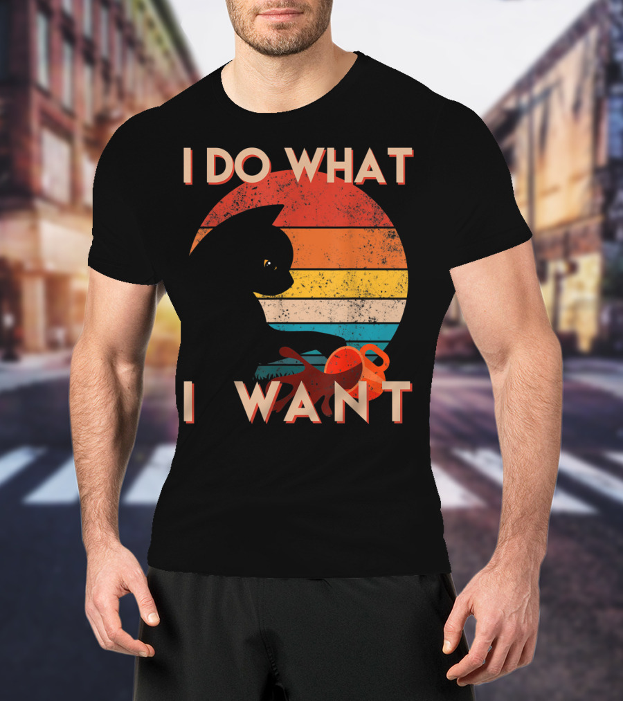 Vintage Cat I Do What I Want Retro Sunset Style Art Cat T-Shirt