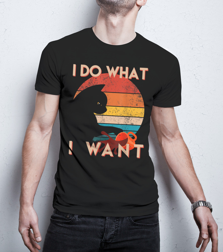 Vintage Cat I Do What I Want Retro Sunset Style Art Cat T-Shirt