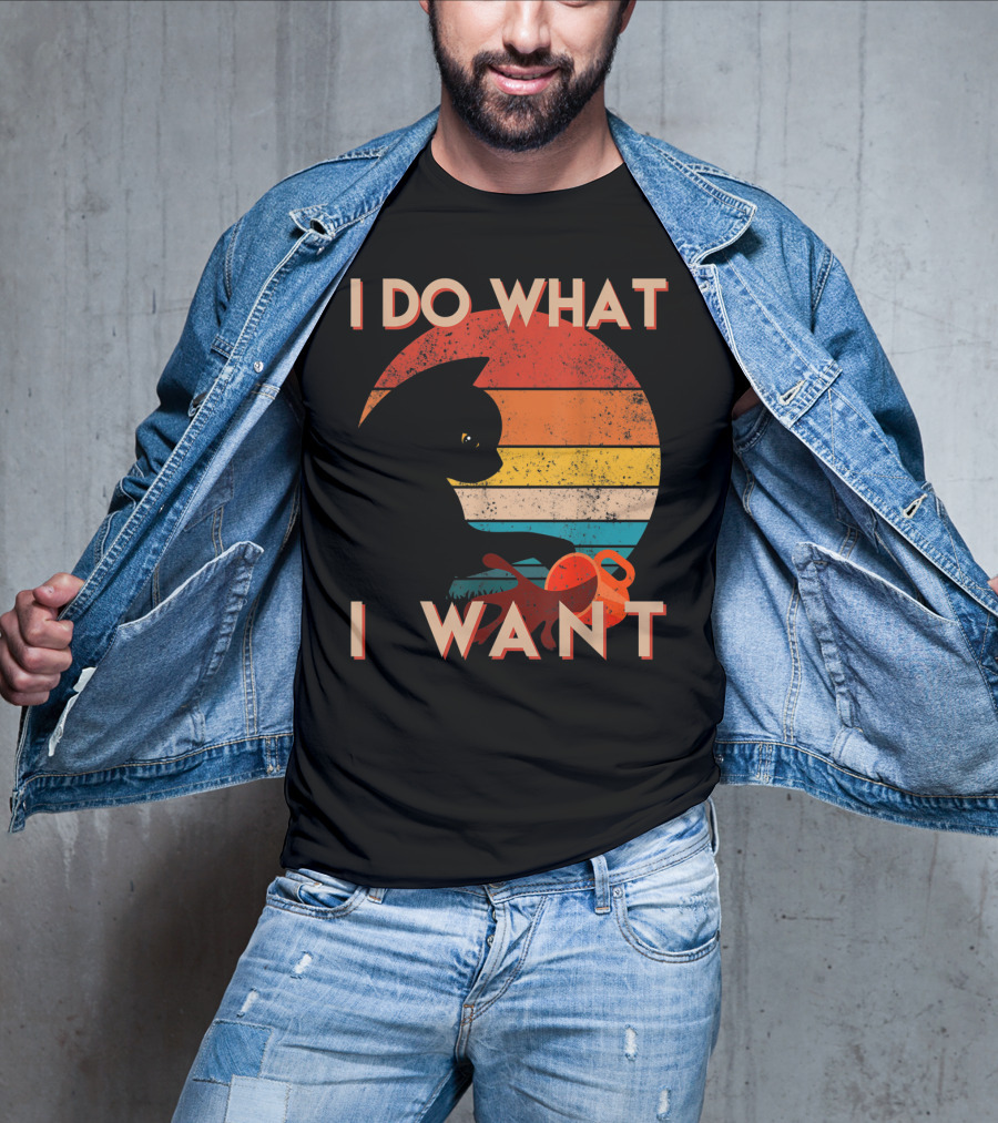 Vintage Cat I Do What I Want Retro Sunset Style Art Cat T-Shirt