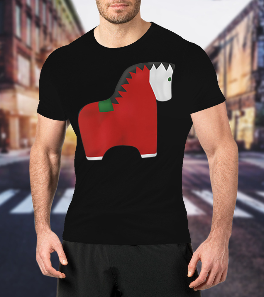 A Special Comic Horse Red Figurine With Black And White Mane T-Shirt