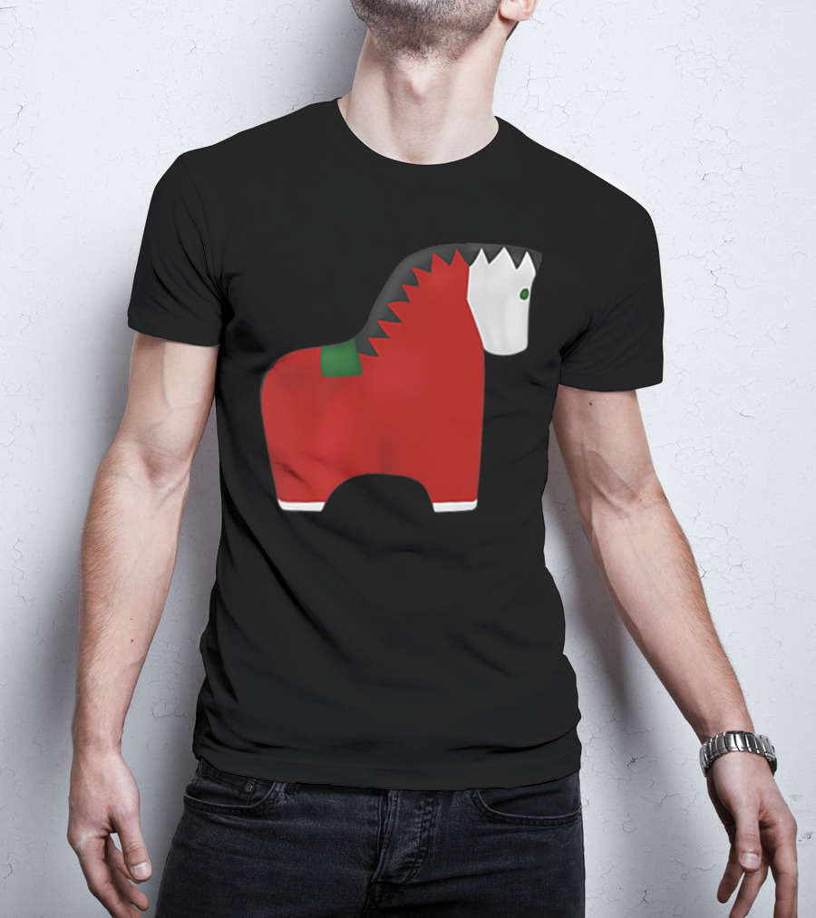 A Special Comic Horse Red Figurine With Black And White Mane T-Shirt
