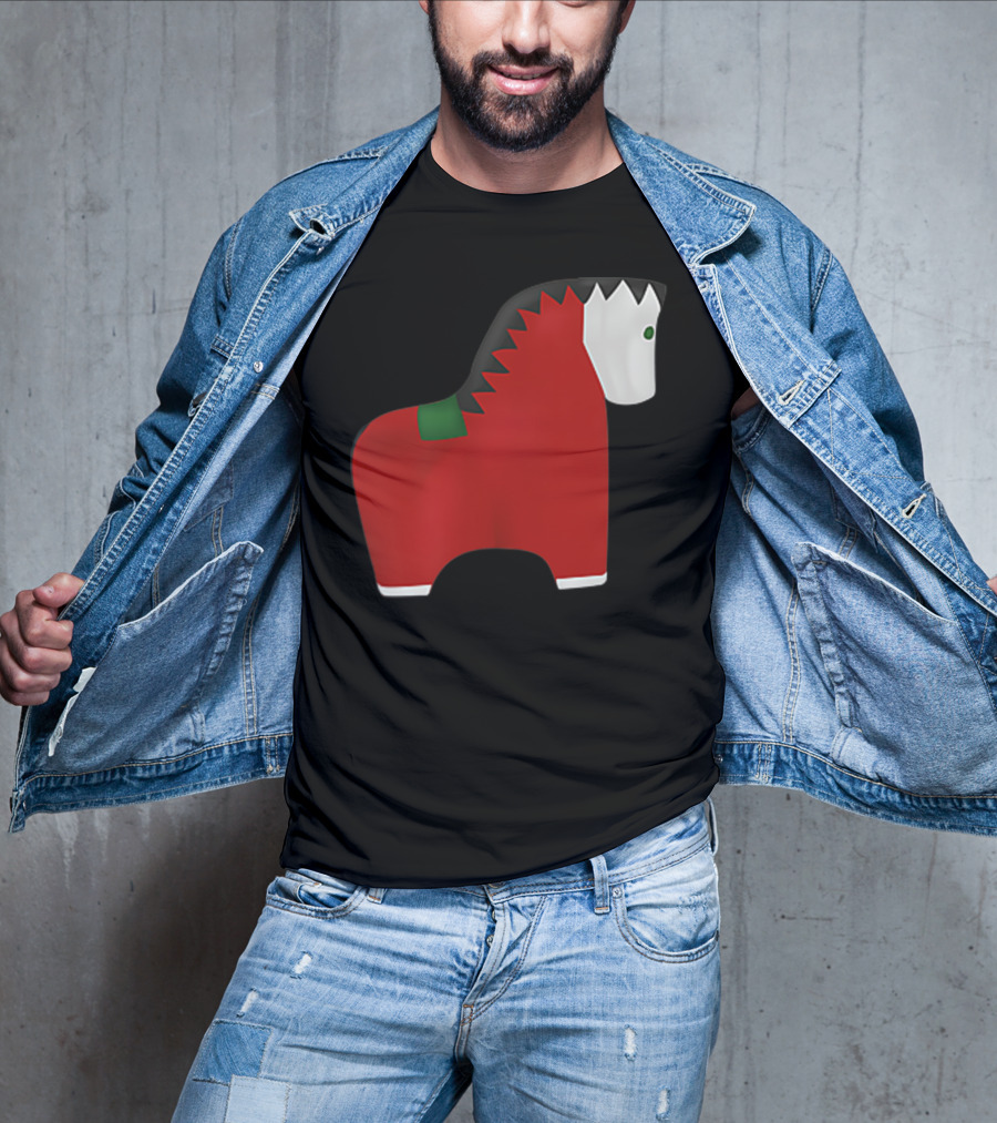 A Special Comic Horse Red Figurine With Black And White Mane T-Shirt