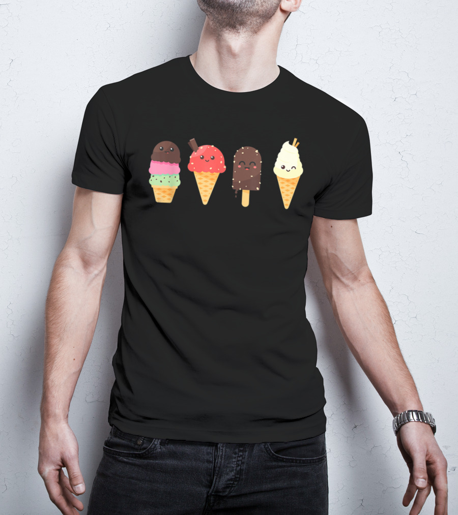 Ice Cream Lover For Summer Kawaii Cone Collection T-Shirt