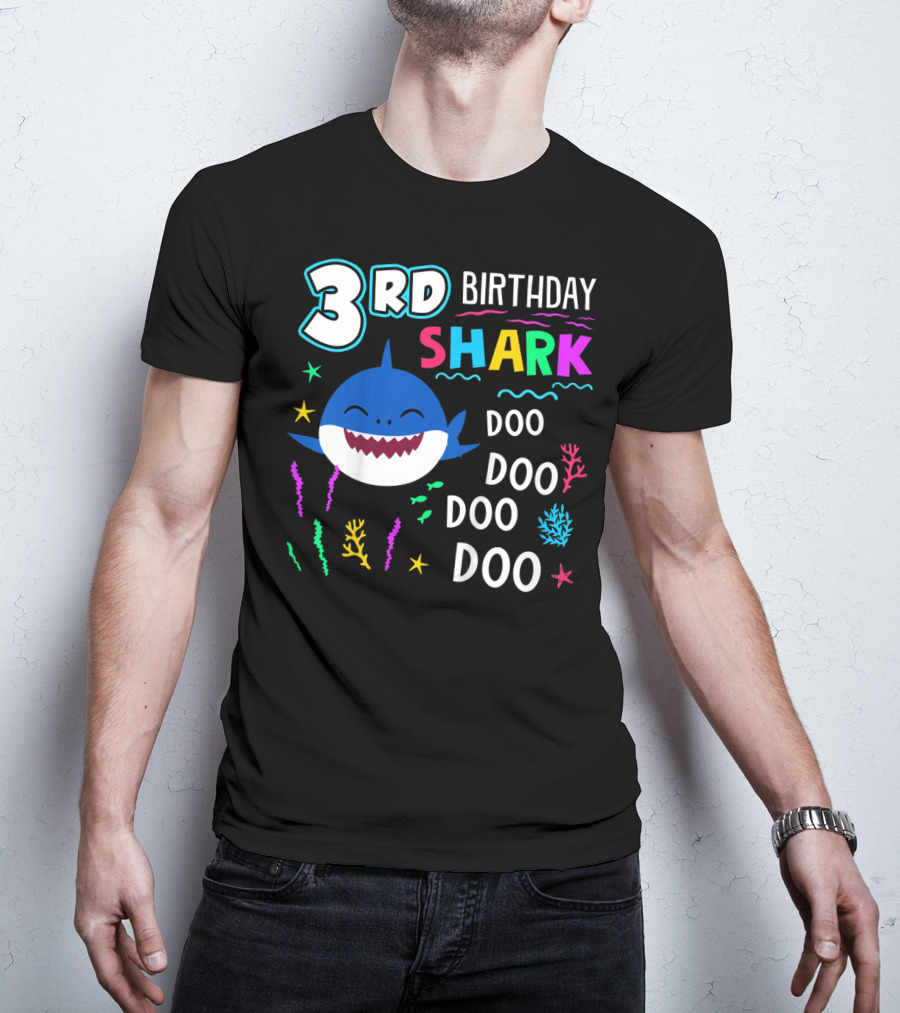 3Rd Birthday Shark Doo Doo Kids Happy 3 Years T-Shirt