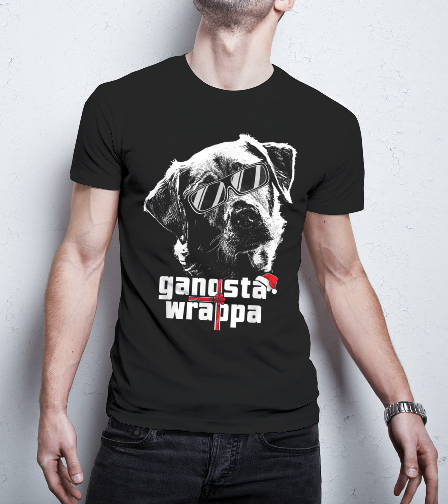 Gangsta Wrappa Labrador Retriever With Sunglasses And Santa Hat T-Shirt