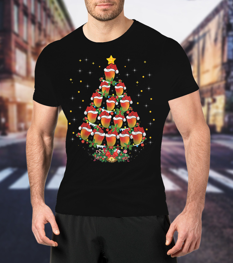 Mango Lover Xmas Mango Christmas Tree Santa Hat Holiday Star T-Shirt
