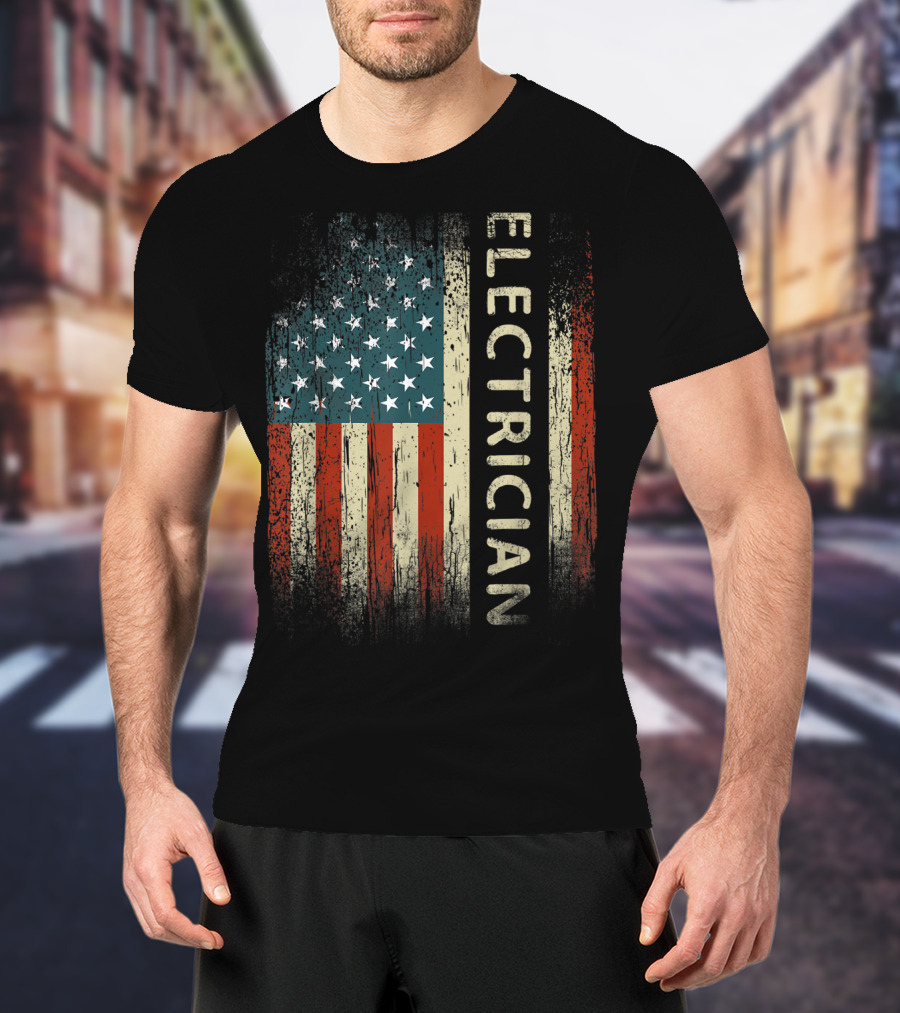 Electrician American USA Flag Patriotic Mens T-Shirt