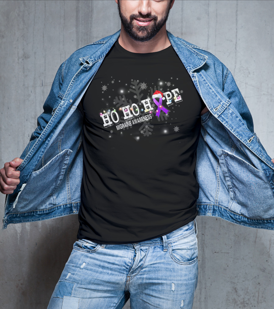 HO HO HOPE Migraine Awareness Christmas Snowflakes T-Shirt