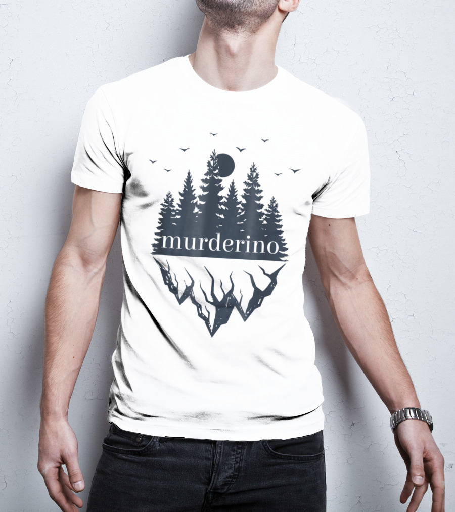 Murderino True Crime Forest Scene With Bats And Moon T-Shirt