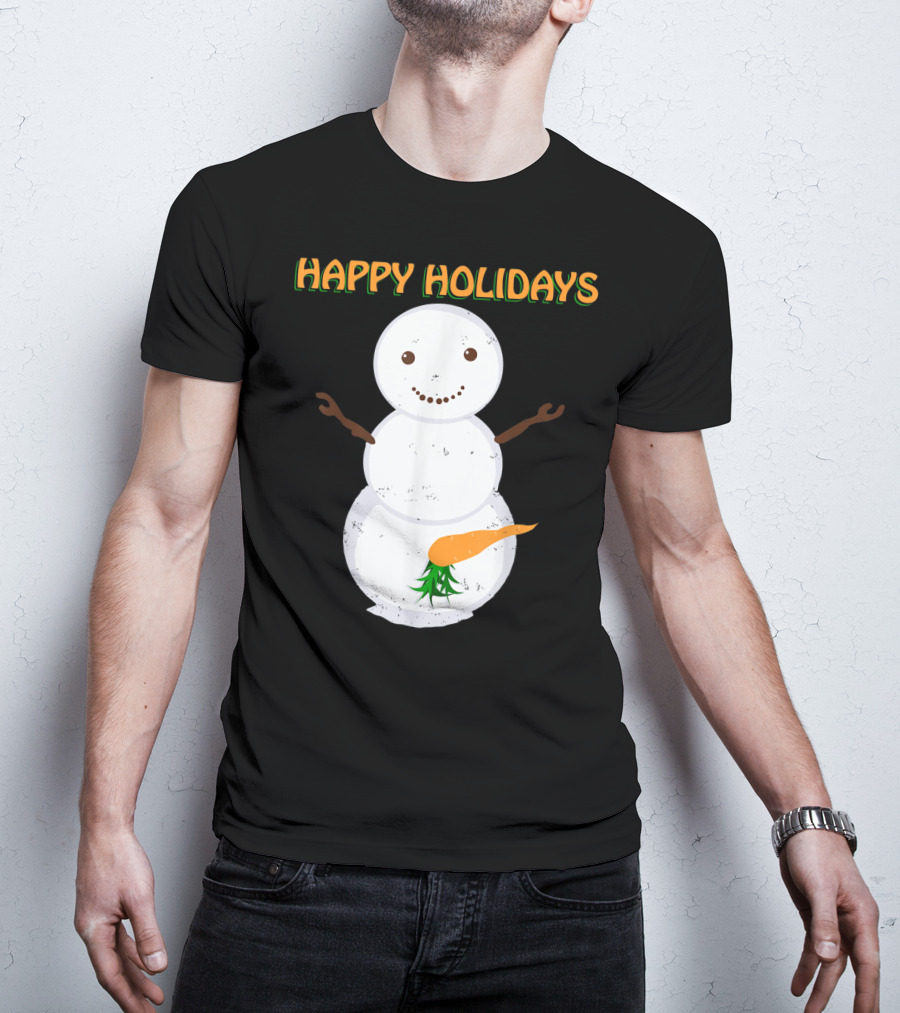 Happy Holidays Naughty Dirty Carrot Snowman T-Shirt