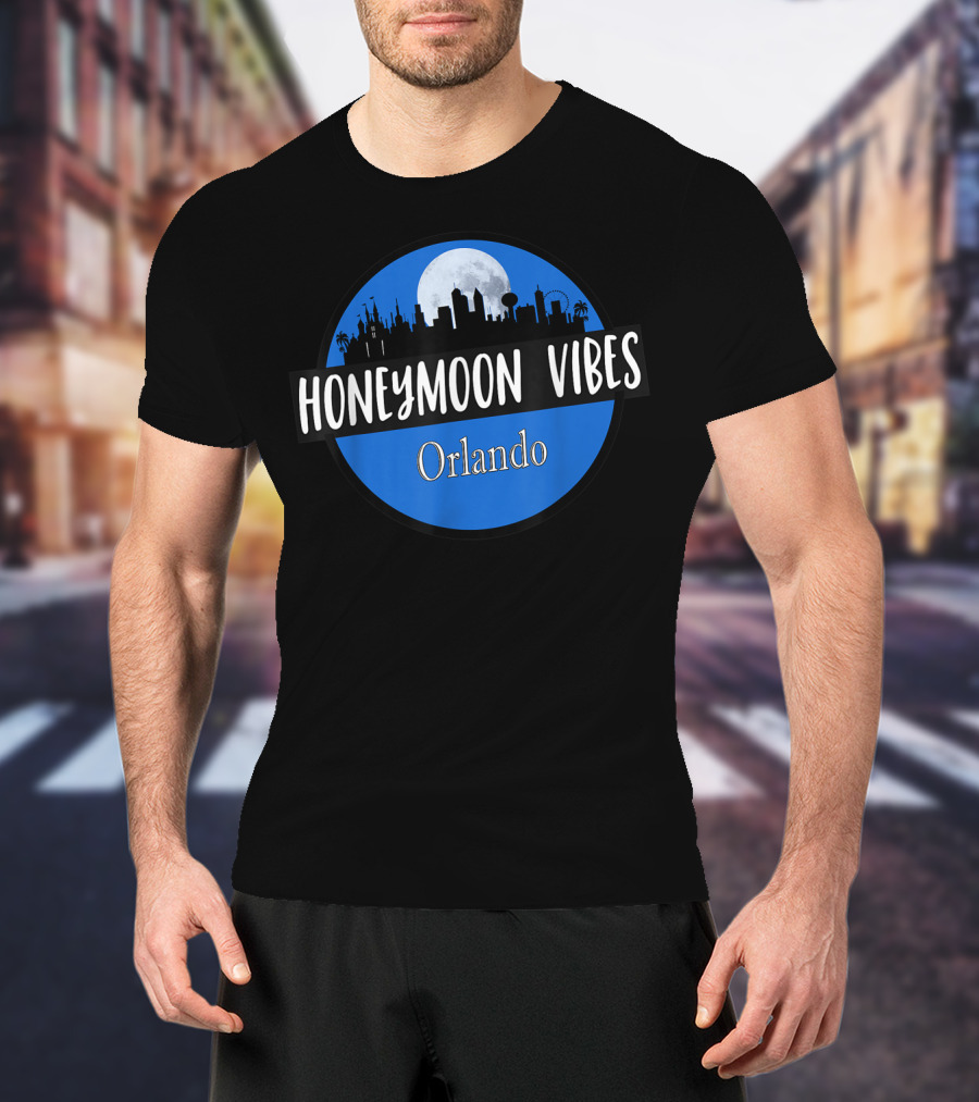 Orlando Honeymoon Vibes Newlywed Destination Moonlit Skyline T-Shirt