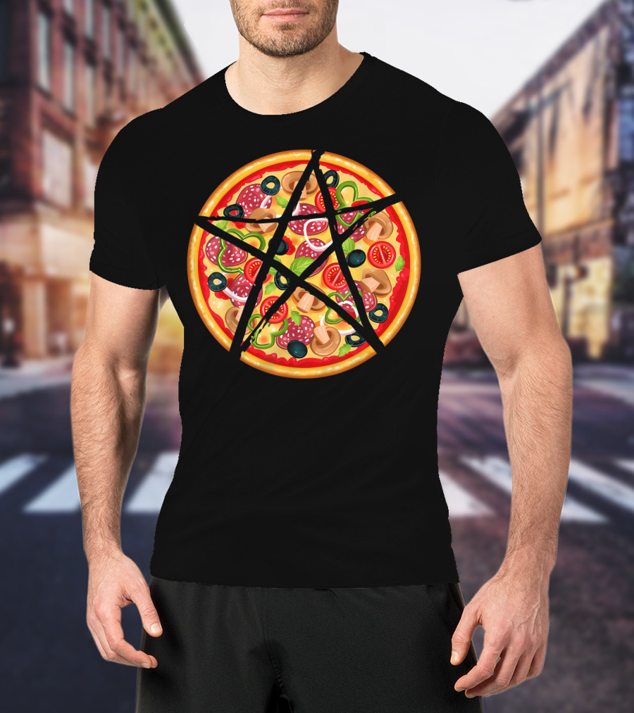 Occult Devil Pentagram Pizza Satanic T-Shirt