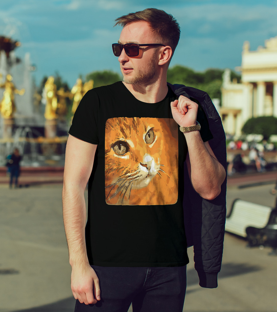 Orange Tabby Cat Face T-Shirt