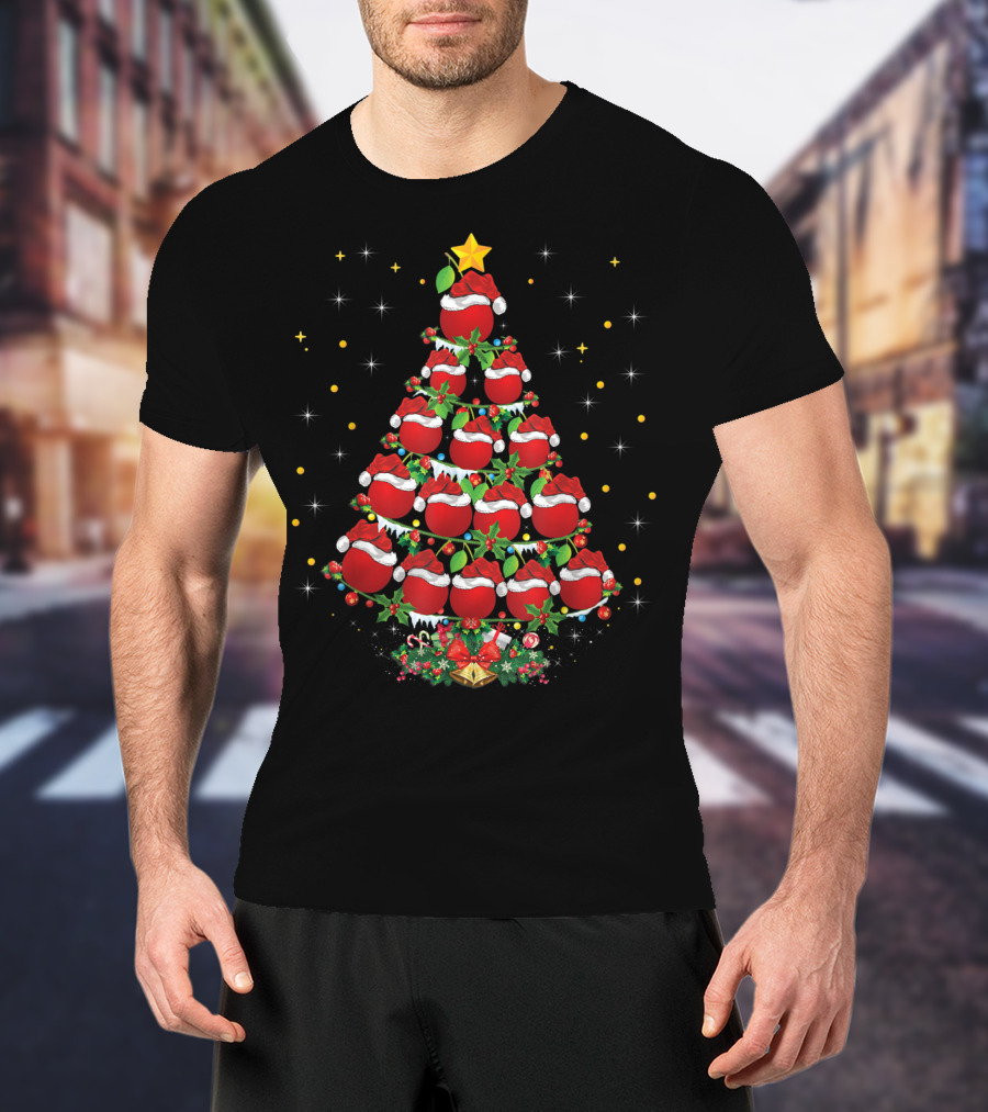 Santa Hat Cherries Lover Xmas Cherry Tree T-Shirt