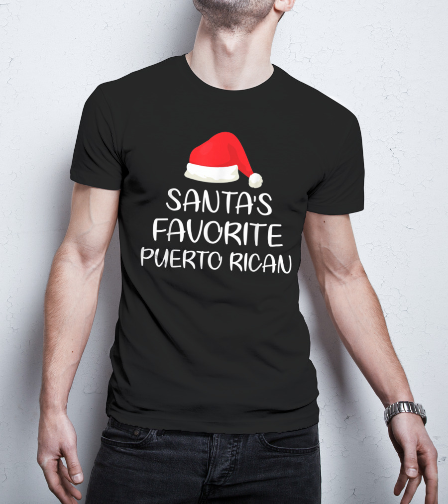Santa's Favorite Puerto Rican Santa Hat T-Shirt