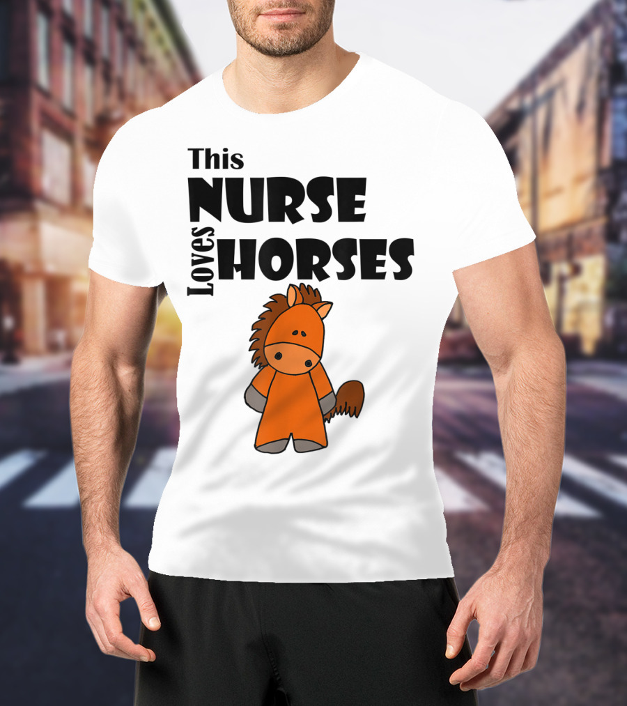 This Nurse Loves Horses Cartoon T-Shirt