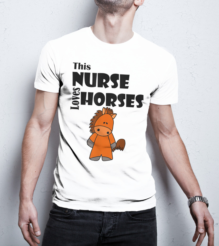 This Nurse Loves Horses Cartoon T-Shirt