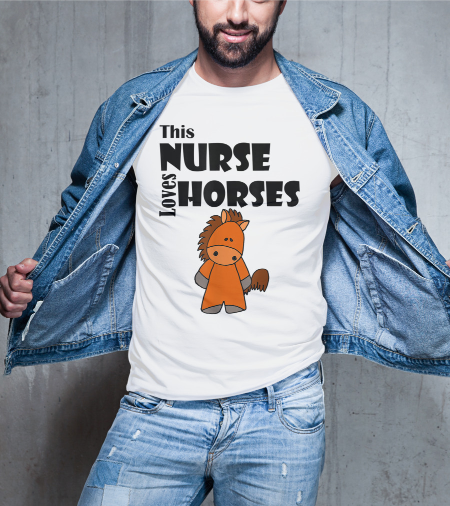This Nurse Loves Horses Cartoon T-Shirt