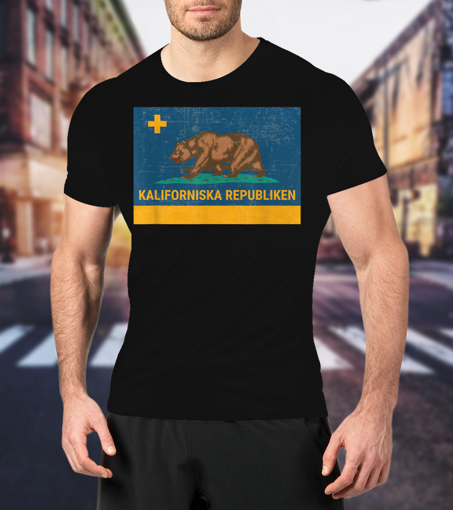 Kaliforniska Republiken Swedish California State Flag Vintage Sweden T-Shirt