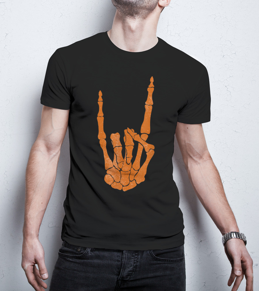 Texas Longhorn Hand Sign Skeleton Bone Structure T-Shirt