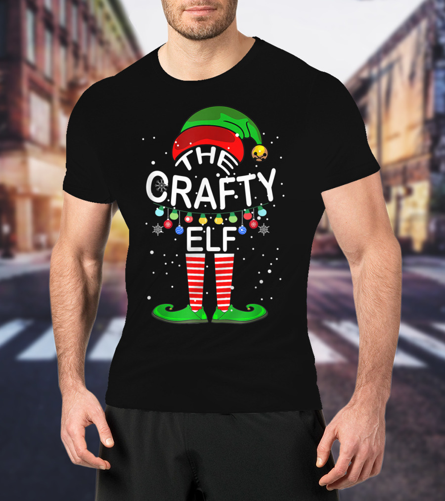 The Crafty Elf Festive Holiday Family Matching Group Snowflakes Lights Decor T-Shirt