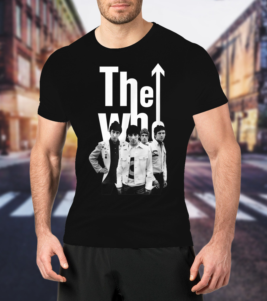 The Who 60's Black And White Band Photo With Iconic Arrow T-Shirt