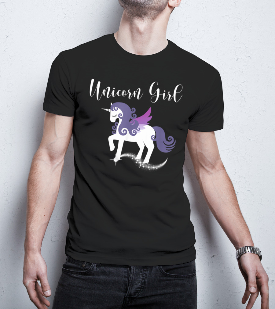Unicorn Girl Purple Winged Pegasus Fairy Tale T-Shirt