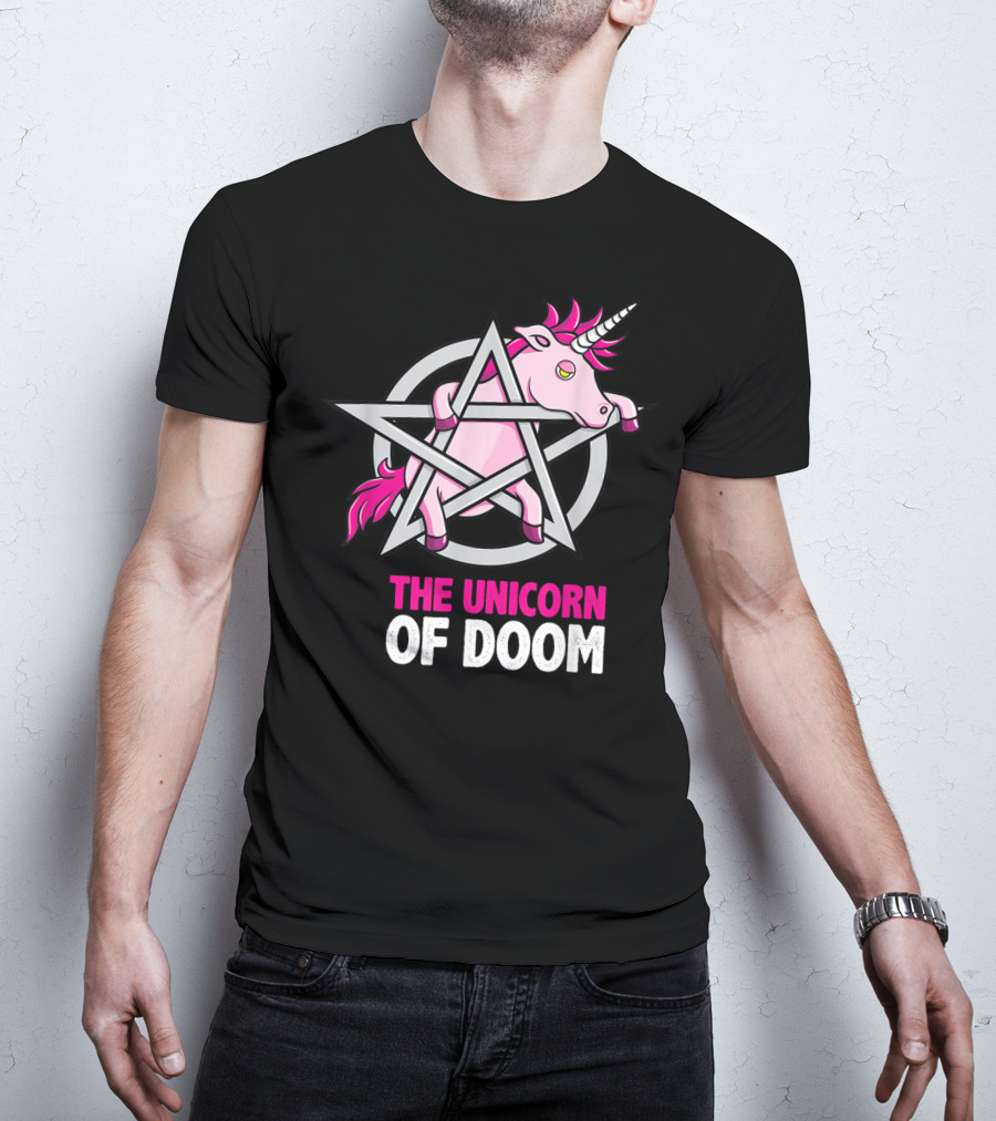 The Unicorn Of Doom Baphomet Pentagram Satanic T-Shirt