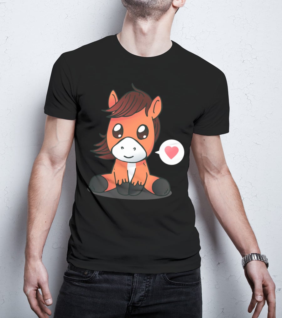 Cute Horse Heart Emoji T-Shirt