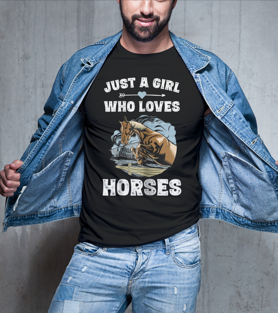 Just A Girl Who Loves Horses Racing Riding Equestrian T-Shirt