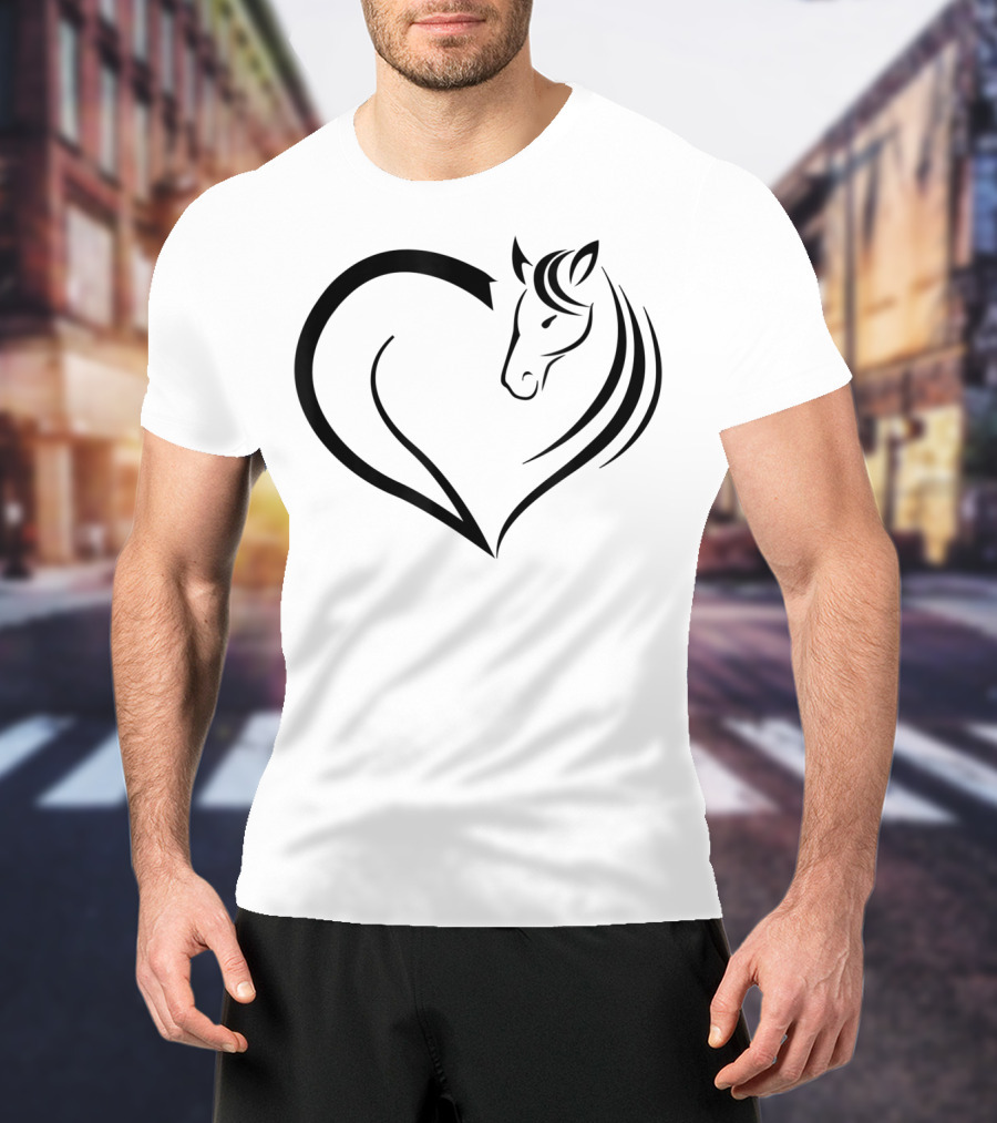 Cute Horse Heart Yellow Pink White T-Shirt