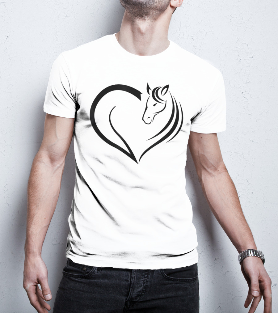 Cute Horse Heart Yellow Pink White T-Shirt