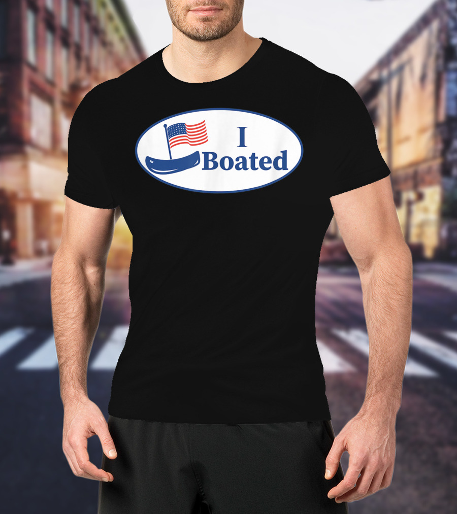 I Boated Sticker With American Flag And Canoe T-Shirt