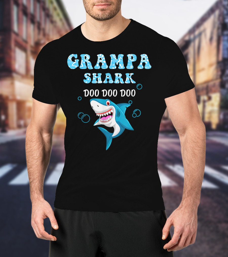 Grampa Shark Doo Doo Doo Playful Cartoon Shark T-Shirt