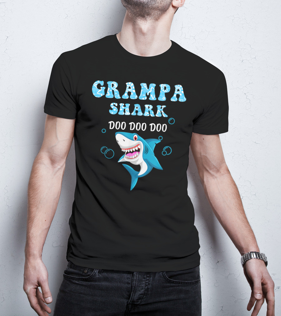 Grampa Shark Doo Doo Doo Playful Cartoon Shark T-Shirt