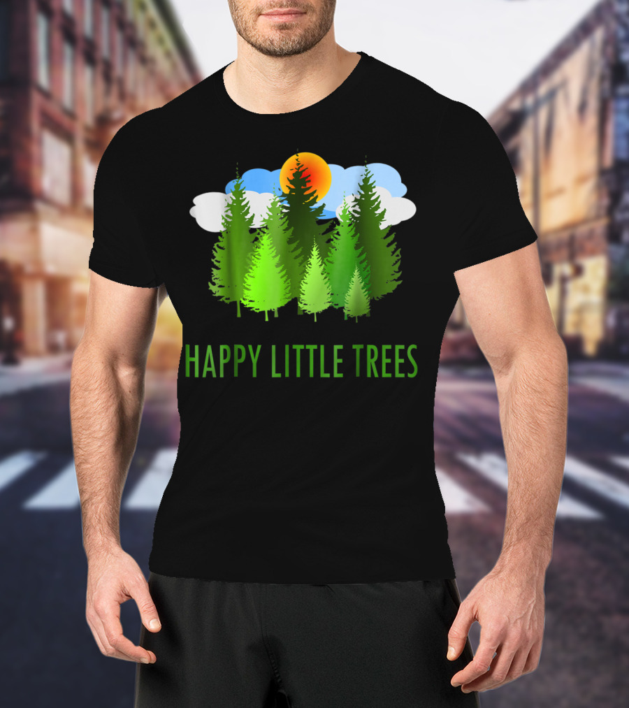 Happy Little Trees Bob Style Forest Sun And Clouds T-Shirt