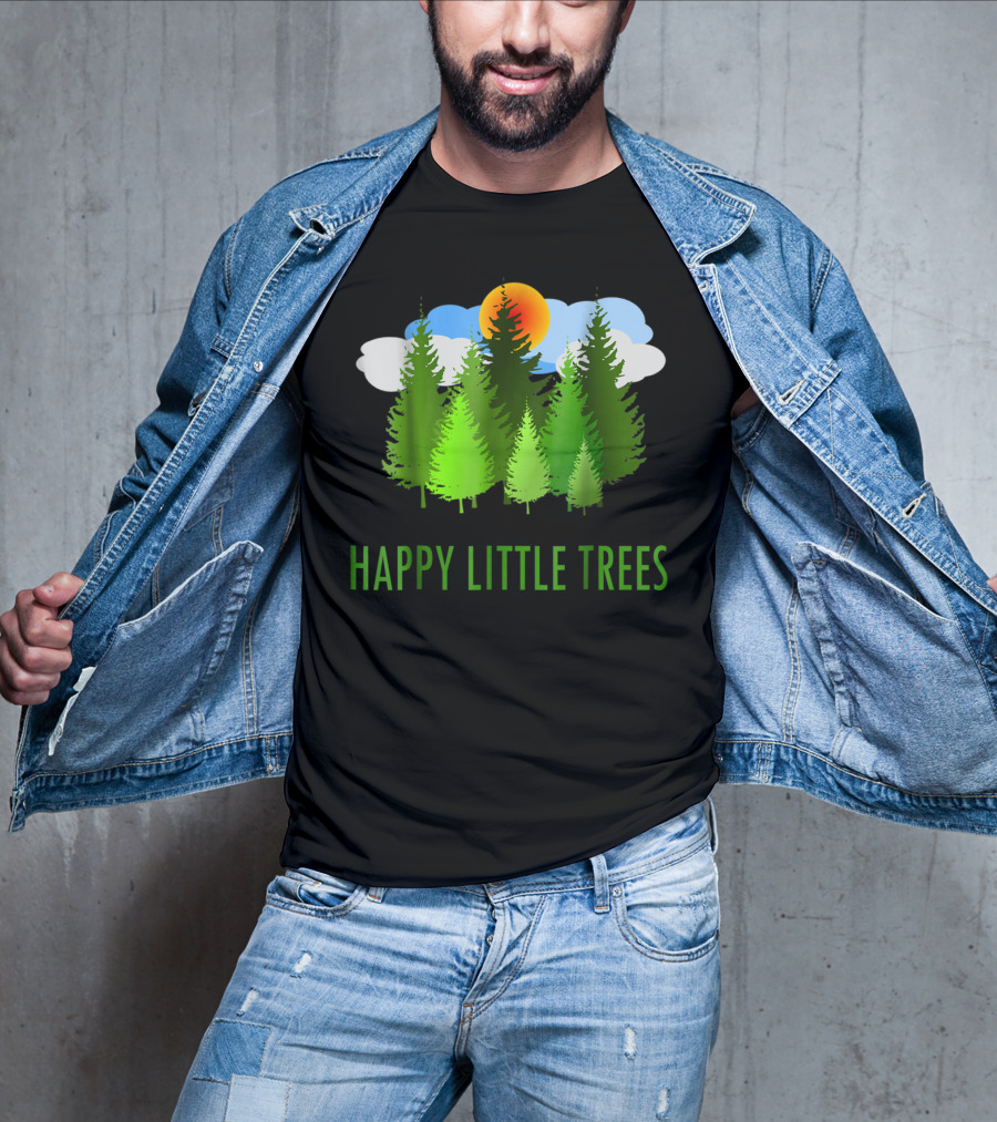 Happy Little Trees Bob Style Forest Sun And Clouds T-Shirt